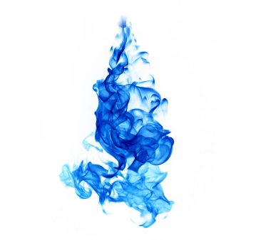 Beyaz arkaplanda mavi alevler izole edildi