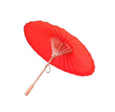 beyaz arkaplanda el yapımı kağıt şemsiye