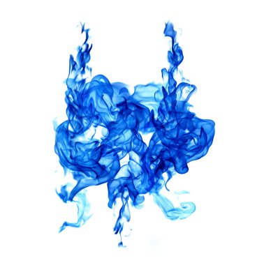 Beyaz arkaplanda mavi alevler izole edildi