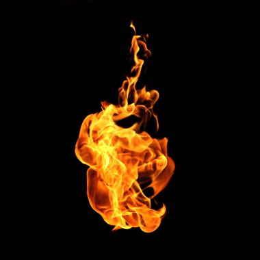 Yangın alevleri koleksiyonu siyah arkaplanda izole edildi