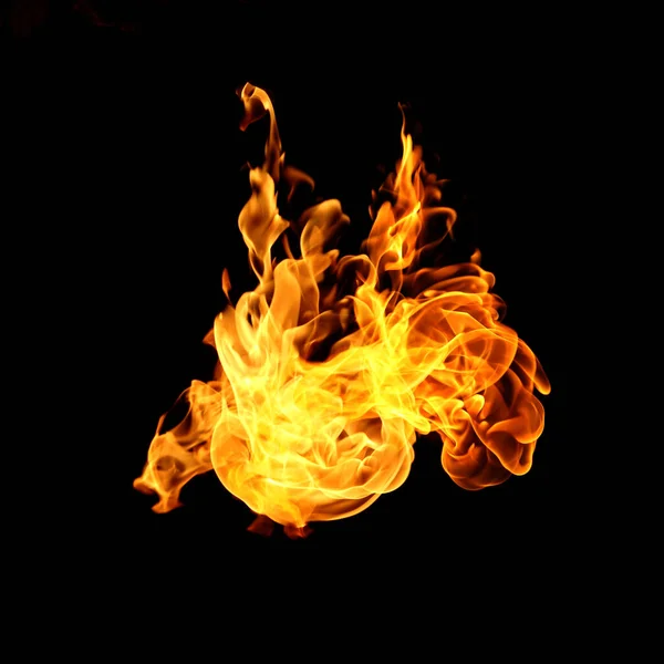 Fire Flames Collection Isolated Black Background — Stock Photo, Image