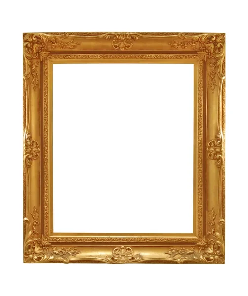 Gouden Frame Witte Achtergrond Met Knipsel Deel — Stockfoto