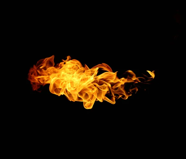 Feuerflamme Sammlung Isoliert Auf Schwarzem Hintergrund — Stockfoto