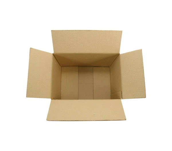 Open Cardboard Box Top View Isolated — Stock Photo, Image