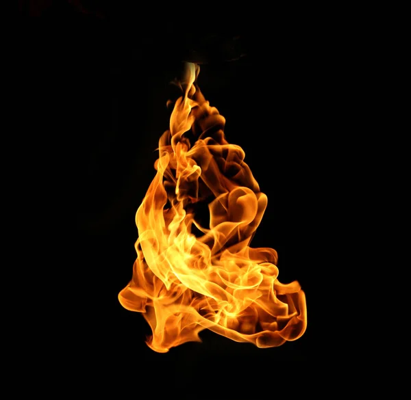 Brand Lågor Insamling Isolerad Svart Bakgrund — Stockfoto
