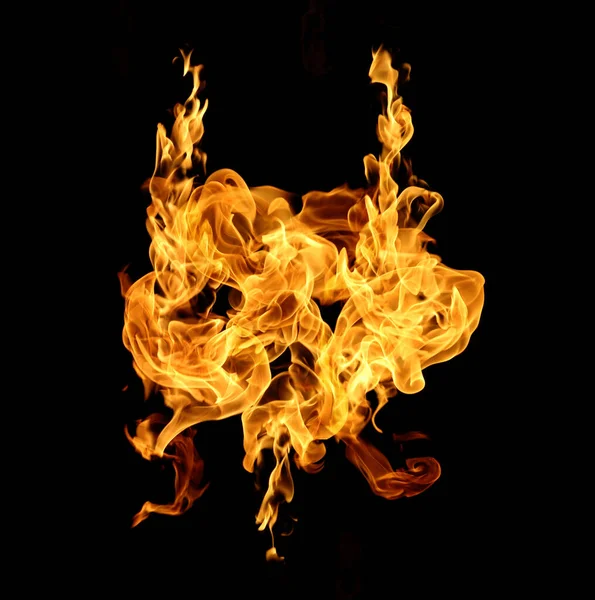 Fire Flames Collection Isolated Black Background — Stock Photo, Image