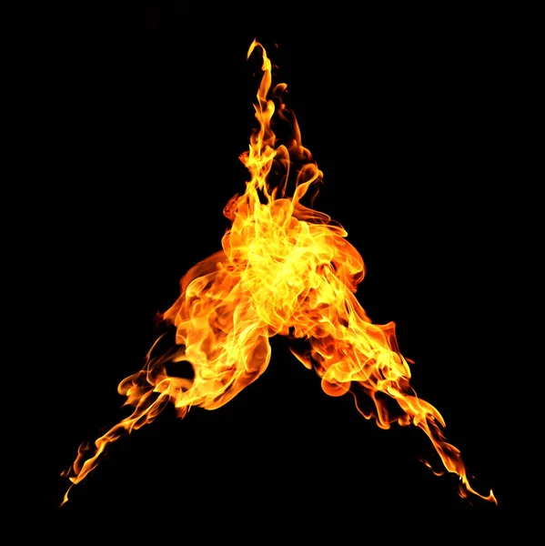 Fire Flames Collection Isolated Black Background — Stock Photo, Image