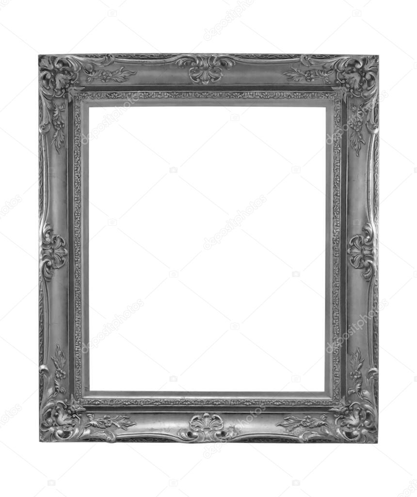 The antique gray frame on the white background with clipping part