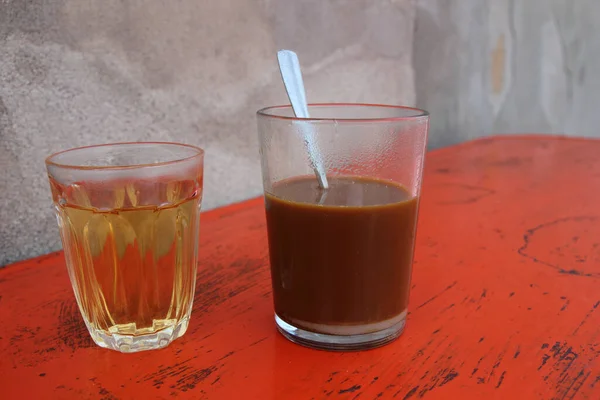 Warme Koffie Met Warme Thee Tafel — Stockfoto