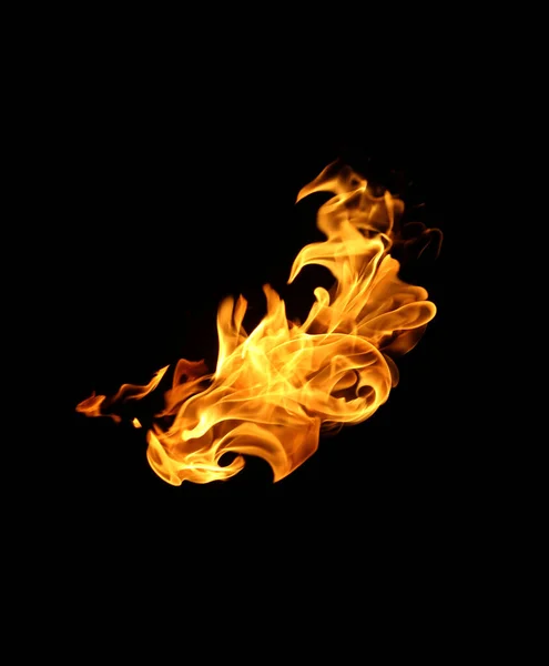 Tűz Lángok Gyűjtemény Elszigetelt Fekete Háttér — Stock Fotó