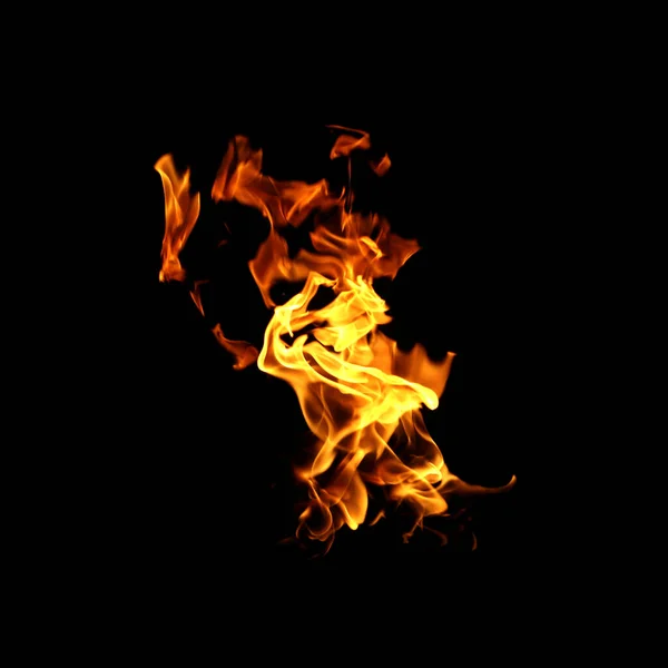 Brand Lågor Insamling Isolerad Svart Bakgrund — Stockfoto