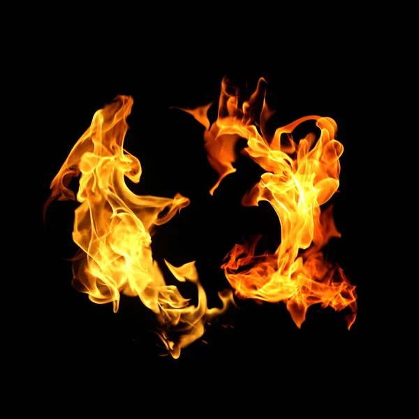 Fire Flames Collection Isolated Black Background — Stock Photo, Image