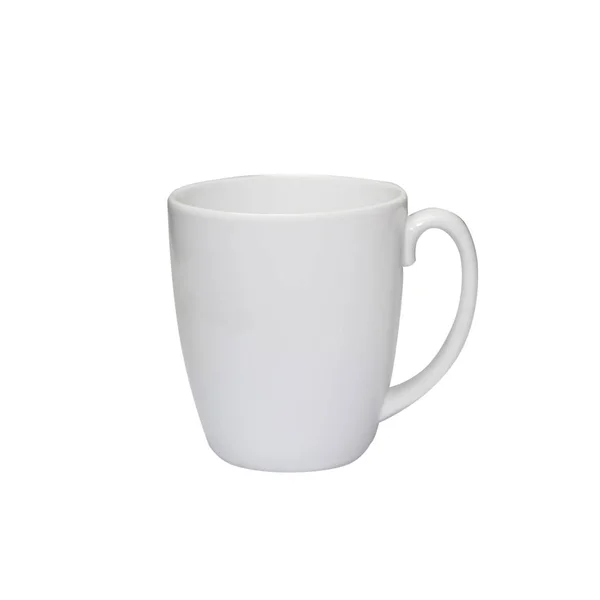 Caneca Cerâmica Branca Fundo Branco — Fotografia de Stock