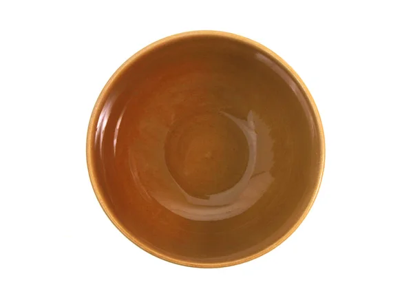 孤立在白色的空陶瓷碗 — 图库照片