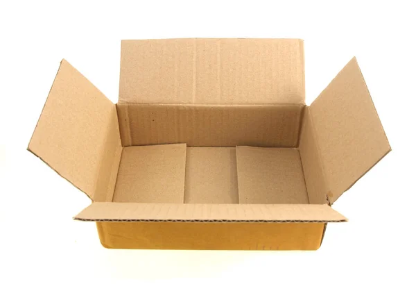 Boîte Carton Avec Couvercle Ouvert Flip Couvercle Ouvert Isolé Sur — Photo