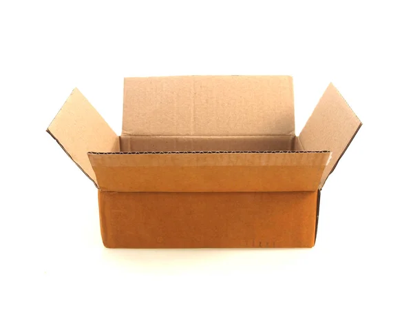 Kapağı Açık Karton Kutu Kapağı Açık Beyaz Üzerinde Izole — Stok fotoğraf