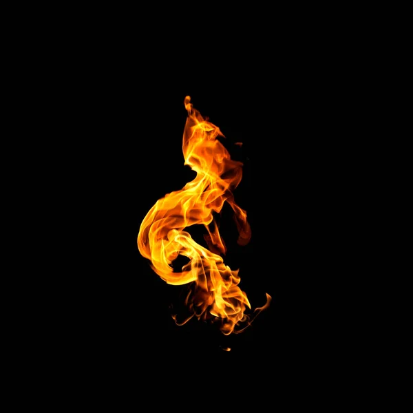 Полум Вогню Ізольоване Чорному Тлі — стокове фото