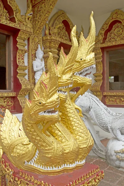 Tayland Tapınaklarının Merdivenlerinde Altın Naga — Stok fotoğraf