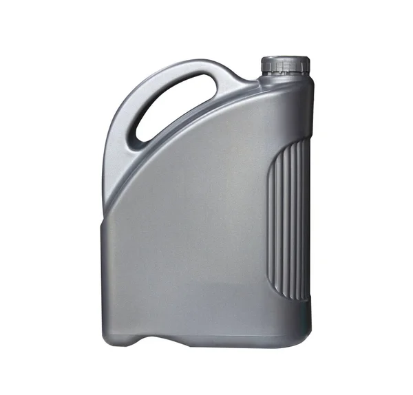 Grijze Kunststof Gallon Witte Achtergrond Isoleer Plastic Gallon Wit — Stockfoto
