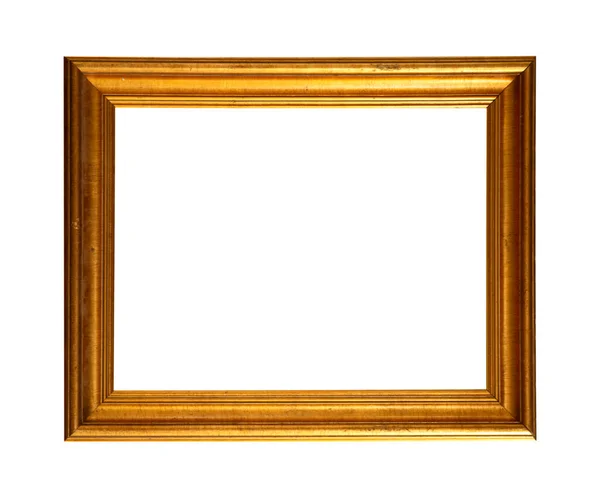 白色背景的金色木制相框 — 图库照片
