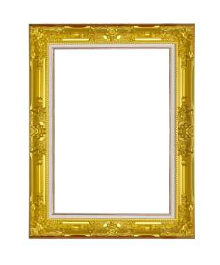 Beyaz arkaplanda altın fotoğraf çerçevesi