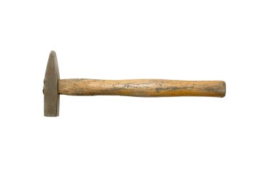 Elektrikçi bakımı için beyaz arkaplanda izole edilmiş eski çekiç aletleri 