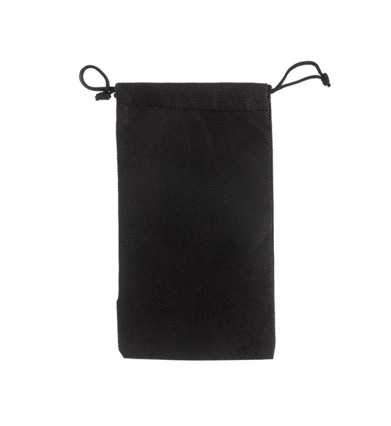 Black Drawstring Bag Packaging Isolated White Background — ストック写真