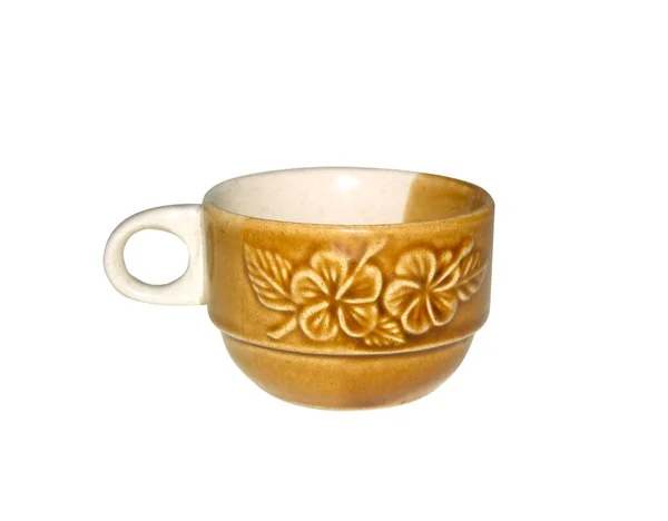 陶瓷咖啡杯 白色背景的花纹 — 图库照片