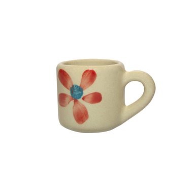 beyaz arkaplanda kırpma yolu ile izole edilmiş kulplu seramik kupa