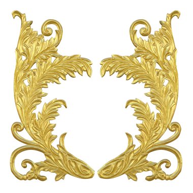 Süs malzemeleri, klasik altın çiçekli tasarımlar.