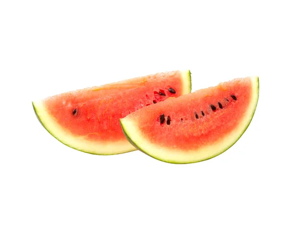 Watermelon Slices Split Red Pieces Placed White Background — Foto de Stock