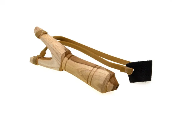 Wood Catapult Slingshot Isolated White Background Clipping Path — Stock Photo, Image