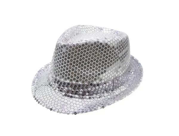 Καπέλο Ασημί Glitter Λευκό Φόντο — Φωτογραφία Αρχείου