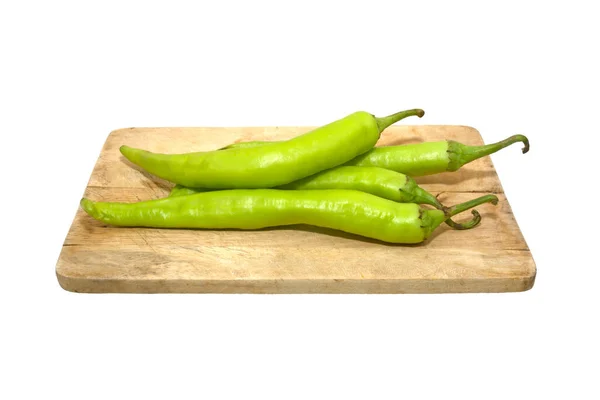 Chili Peppers Placed Wooden Chopping Board — Stock Photo, Image