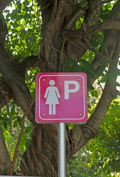 Sign Woman Parking Car Park Lady Parking Sign —  Fotos de Stock