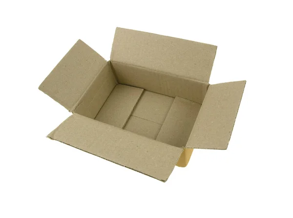 Cardboard Box Lid Open Isolated White Background — Stock Photo, Image