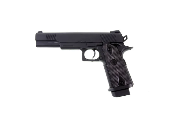 Černá Pistole Pistole Izolované Bílém Pozadí — Stock fotografie