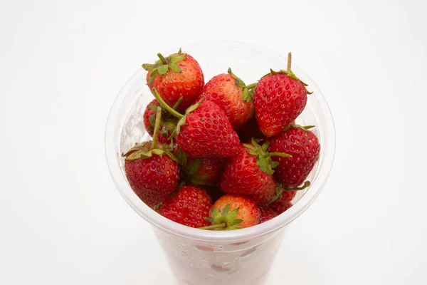 Strawberry Plastic Clear Cup — Stok fotoğraf