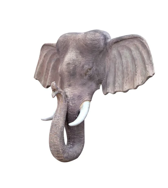 Elephant Head Statue Isolated White Background — стоковое фото
