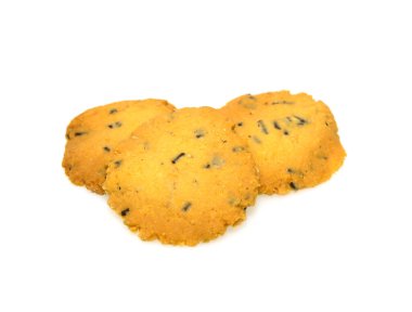 Beyaz arkaplanda izole edilmiş tereyağlı kurabiyeler