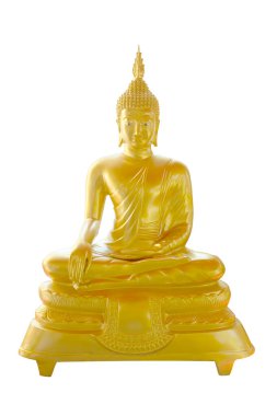 Golden buddha statue on isolate white background