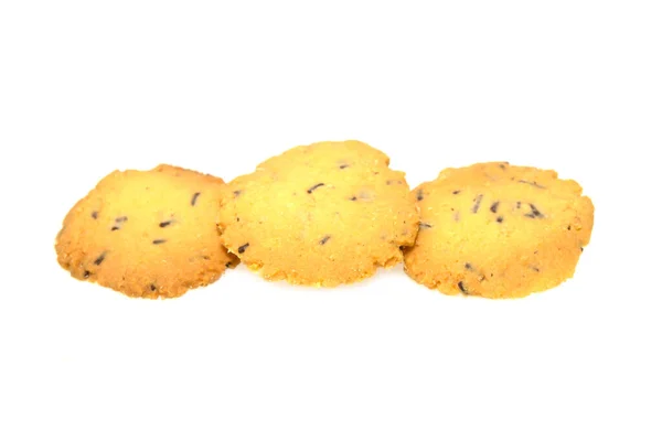 白色背景下隔离的黄油饼干 — 图库照片
