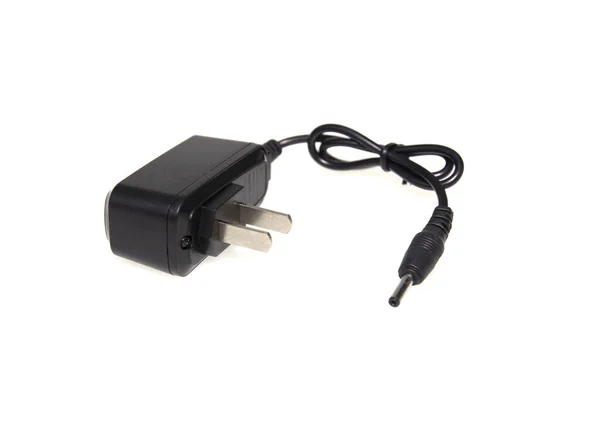 Black Power Adaptor Power Adapter Router Isolated White Background — Photo