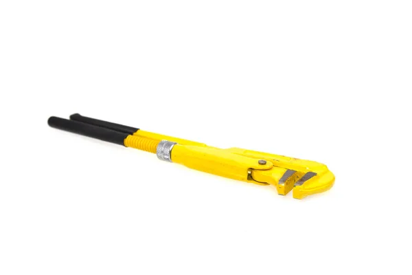 Yellow Pipe Wrench Isolated White Background — Photo