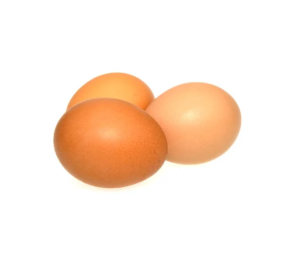 Tiga Telur Diisolasi Pada Latar Belakang Putih — Stok Foto