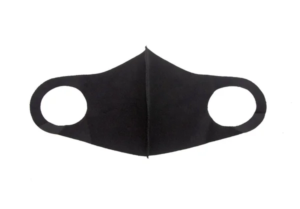 Black Face Mask Wearing Virus Protection Corona Covid Isolated White — Stockfoto