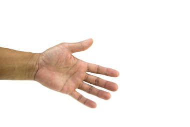 Erkek sol el beyaz arkaplanda izole edildi