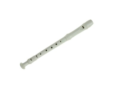 White plastic flute isolated on white background