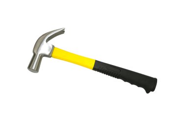 Beyaz arkaplanda sarı çekiç izolasyonu