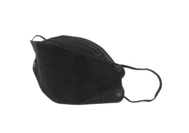 Beyaz arkaplanda siyah antivirüs maskesi izole edildi